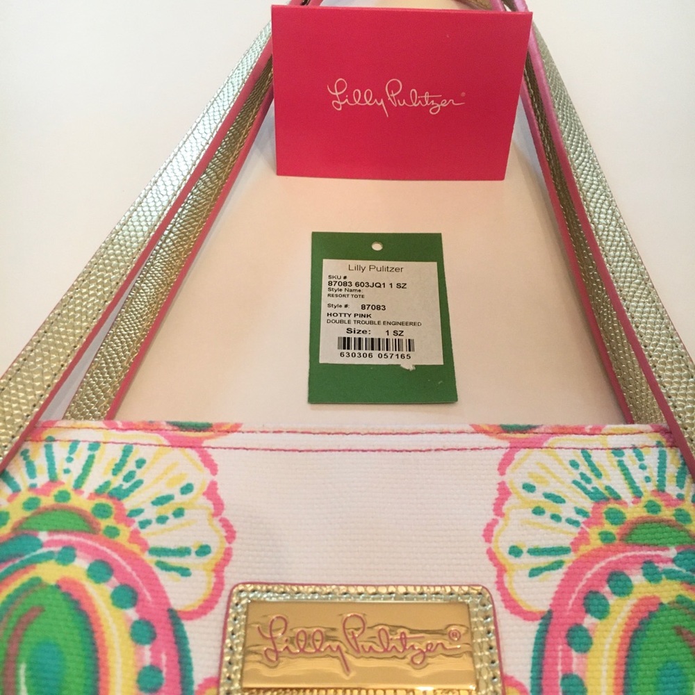 Lily Pulitzer Resort Beach Tote Hotty Pink & Gold